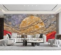 Papel Pintado Moderno Minimalista Geométrico Luna Dorada Pintura Al Óleo Sala De Estar Dormitorio Fondo Pared Papel Tapiz Hotel Restaurante Cafetería Mural,3D,350x245cm