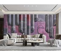 Papel Pintado Moderno Minimalista Gris Y Morado Rayas De Arte Relieve Geométrico Patrón De Mármol Pintura TV Sofá Fondo Pared Papel Pintado Sala Restaurante Cafetería Mural,3D,250x175cm