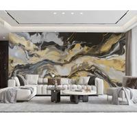 Papel Pintado Moderno Minimalista Lámina Dorada Arte Lineal Patrón De Mármol Negro Y Gris Sala De Estar Dormitorio Fondo Pared Papel Pintado Hotel Restaurante Cafetería Mural,3D,200x140cm