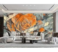 Papel Pintado Moderno Minimalista Naranja Rosa Arte Collage Líneas Verde Oscuro Graffiti Pintura Al Óleo TV Sofá Fondo Pared Papel Tapiz Sala Restaurante Cafetería Mural,3D,300x210cm