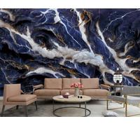 Papel Pintado Moderno Minimalista Que Fluye Azul Oscuro Corrugado Relieve Empalme Mármol white TV Sofá Fondo Pared Papel Tapiz Sala De Estar Restaurante Cafetería Mural,3D,300x210cm