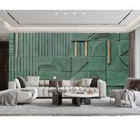Papel Pintado Moderno Minimalista Retro Verde Oscuro Arte Rupestre Tiras Verticales Empalme Geométrico Pintura En Relieve TV Sofá Fondo Pared Papel Tapiz Sala De Estar Restaurante Cafetería Mural,3D,