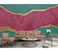 Papel Pintado Moderno Minimalista Rosa Rojo Hoja De Oro Ola Río Arte Patrón Geométrico Pintura TV Sofá Sala De Estar Fondo Pared Restaurante Dormitorio Estudio Sala Mural,3D,430x300cm