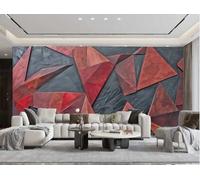 Papel Pintado Moderno Minimalista Triángulo Rojo Y Negro Collage De Madera Maciza Arte Relieve Pintura Rupestre TV Sofá Fondo Papel Tapiz De Pared Sala De Estar Restaurante Cafetería Mural,3D,150x105