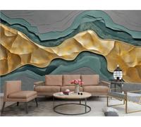 Papel Pintado Moderno Minimalista Verde Oro Ola Río Arte Patrón Geométrico Pintura TV Sofá Sala De Estar Fondo Pared Restaurante Dormitorio Estudio Sala Mural,3D,200x140cm