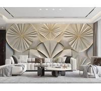 Papel Pintado Moderno Patrón Abstracto Oro Abanico Arte Mármol Arte Sala De Estar Dormitorio Fondo Pared Papel Tapiz Hotel Restaurante Cafetería Mural,3D,250x175cm
