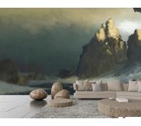 Papel Pintado Moderno Personalidad Arte Pintura Al Óleo Acantilado Azul Oscuro Mar Paisaje TV Sofá Fondo Pared Papel Tapiz Sala Restaurante Cafetería Mural,3D,350x245cm