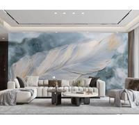 Papel Pintado Moderno Pluma Azul Claro Moda Mármol Pizarra Pintura TV Sofá Sala De Estar Fondo Pared Comedor Dormitorio Sala De Estudio Mural,3D,150x105cm