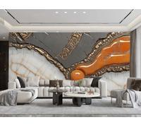 Papel Pintado Moderno Relieve Retro Marrón Y Rojo Bloque Empalme Patrón De Mármol Pintura TV Sofá Fondo Pared Dormitorio Sala Estudio Mural,3D,300x210cm