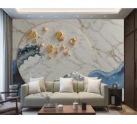 Papel Pintado Moderno Simple Azul Ola Arte Mármol Pintura TV Sofá Fondo Pared Dormitorio Sala Estudio Mural,3D,250x175cm