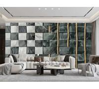 Papel Pintado Moderno white Y Negro A Cuadros Oro Bambú Arte Textura Pintura Rupestre TV Sofá Fondo Pared Dormitorio Sala Estudio Mural,3D,300x210cm