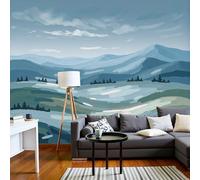 Papel Pintado Montañas Abstractas Acuarela Papel De Pared, Decoracion Salon Dormitorio Estilo Decoración Minimalista Murales Póster Moderno Fotomurales Decorativos Pared, 300 X 210 Cm