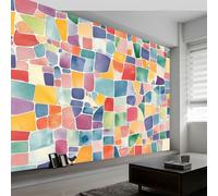 Papel Pintado Mosaico Geometría Abstracta Rompecabezas 450 x 280 cm Fotomurales decorativos modernos de pared en tejido no tejido Color, para murales fotográficos para salón o dormitorio