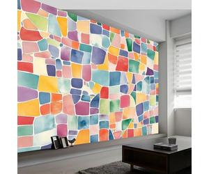 Papel Pintado Mosaico Geometría Abstracta Rompecabezas 450 x 280 cm Fotomurales decorativos modernos de pared en tejido no tejido Color, para murales fotográficos para salón o dormitorio
