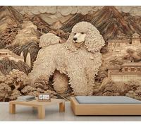 Papel pintado mural 3D con diseño de caniche de animales, escultura de paisaje, papel tapiz de relieve para dormitorios, sala de estar, decoración de sofá, fondo de TV, póster de pintura de pared
