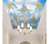 Papel pintado mural 3D para techo con cielo azul y nubes blancas, papel pintado con relieve de yeso, revestimiento decorativo para techos de sala de estar y dormitorio