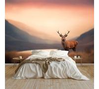 Papel pintado Mural Adhesivo de Pared Paisaje Natural Ciervo Animal Art Papel Tapiz Fotográfico 400x280 cm Personalizada Catering Papel Tapiz Restaurante Decoración de Fondo Mural, Rojo