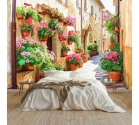 Papel pintado Mural Adhesivo de Pared Paisajes Callejeros Italianos Art Papel Tapiz Fotográfico 350x256 cm Personalizada Catering Papel Tapiz Restaurante Decoración de Fondo Mural, Amarillo Barro
