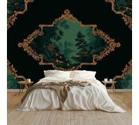 Papel pintado Mural Adhesivo de Pared Patrones Tradicionales Chinos Art Papel Tapiz Fotográfico 300x210 cm Personalizada Catering Papel Tapiz Restaurante Decoración de Fondo Mural, Negro