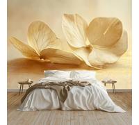 Papel pintado Mural Adhesivo de Pared Pétalos De Hortensia Art Papel Tapiz Fotográfico 350x256 cm Personalizada Catering Papel Tapiz Restaurante Decoración de Fondo Mural, Beige