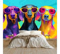 Papel pintado Mural Adhesivo de Pared Pintura Al Óleo Perro Salchicha Animal Art Papel Tapiz Fotográfico 350x256 cm Personalizada Catering Papel Tapiz Restaurante Decoración de Fondo Mural, Vistoso