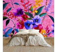 Papel pintado Mural Adhesivo de Pared Plantas Flores Naturaleza Art Papel Tapiz Fotográfico 350x256 cm Personalizada Catering Papel Tapiz Restaurante Decoración de Fondo Mural, Rosa