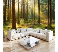 Papel pintado Mural Adhesivo de Pared Puesta De Sol Bosque Verde Art Papel Tapiz Fotográfico 400x280 cm Personalizada Catering Papel Tapiz 3d Cafetería Restaurante Decoración de Fondo Mural