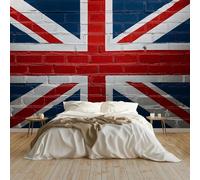 Papel pintado Mural Adhesivo de Pared Viejo Muro De Ladrillos Bandera Nacional Art Papel Tapiz Fotográfico 200x140 cm Personalizada Catering Papel Tapiz Restaurante Mural, Azul Y Rojo