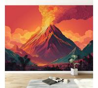 Papel Pintado Mural Anime 200An x 140Al cm, Decoración de Pared Fotográfica Montañas Plantas Volcanes Rayas para Salón Dormitorio Oficina Habitación Infantil - Poster Mural Fácil de Instalar