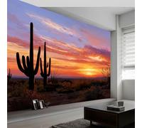 Papel Pintado Mural Arte Soñador para Niños, Póster Fotográfico Desierto Atardecer Cactus Nubes 350An x 256Al cm - Decoración de Pared Moderna para Habitación Infantil Dormitorio Sala de Juegos