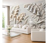 Papel Pintado Mural con Efecto 3D De Yeso Falso Campana Gorrión Reloj Vintage con Números Romanos 320 × 230 cm (Ancho X Alto) Papel Pintado Fotográfico No Tejido para Fondo De Sofá O Tv 320 ×
