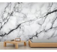 Papel pintado mural de mármol, papel pintado abstracto moderno para dormitorio, mármol blanco contemporáneo 300x210cm (no autoadhesivo)