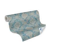 Papel pintado mural de pared DESIGNDROP - papel pintado tejido-no tejido con ornamentos en azul, marrón - 10,05m x 0,53m - papel pintado barroco clásico con ornamentos - 784921