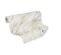 Papel pintado mural DESIGNDROP - papel pintado tejido-no tejido con efecto mármol en blanco, dorado, gris - 10,05m x 0,53m - papel pintado moderno con efecto mármol - 784581