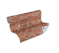 Papel pintado mural DESIGNDROP - papel pintado tejido-no tejido precolado piedra en rojo, marrón - 10,05m x 0,53m - papel pintado ladrillo moderno para el salón - 784561