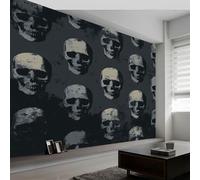 Papel Pintado Mural Estilo Grokking para Niños, Póster Fotográfico Gótico Oscuro Calavera Cabeza 200An x 140Al cm - Decoración de Pared Moderna para Habitación Infantil Dormitorio Sala de Juegos