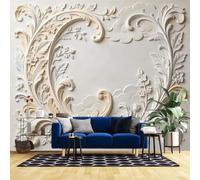 Papel Pintado Mural Floral 3D De 64 X 112 Pulgadas con Marco Floral En Espiral Elegante Papel Pintado Botánico para Dormitorio Escultura Decoración Artística En Relieve Póster Murales Pared Foto