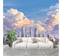 Papel Pintado Mural Foto 200x140 cm Edificios Urbanos Modernos Papel pintado tejido no Tejido Murales Moderna Diseno Fotográfico Azul Decoración de Pared Sala de Estar y Dormitorio