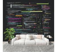 Papel Pintado Mural Foto 200x140cm Moderno PatróN De CóDigo Papel pintado tejido no Tejido Murales Moderna Diseno Fotográfico Negro Decoración de Pared Sala de Estar y Dormitorio