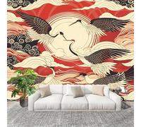 Papel Pintado Mural Foto 250x175cm China Montañas y ríos Animales Grúas Papel pintado tejido no Tejido Murales Moderna Diseno Fotográfico rojo Decoración de Pared Sala de Estar y Dormitorio