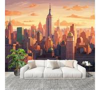 Papel Pintado Mural Foto 250x175cm Edificios De La Ciudad PróSpera Papel pintado tejido no Tejido Murales Moderna Diseno Fotográfico Amarillo CáLido Decoración de Pared Sala de Estar y Dormitorio