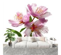 Papel Pintado Mural Foto 300x210cm Plantas Flores PéTalos Papel pintado tejido no Tejido Murales Moderna Diseno Fotográfico Blanco Decoración de Pared Sala de Estar y Dormitorio