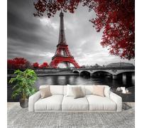 Papel Pintado Mural Foto 300x210cm RomáNtico La Torre Eiffel Arquitectura Papel pintado tejido no Tejido Murales Moderna Diseno Blanco GrisáCeo Decoración de Pared Sala de Estar y Dormitorio