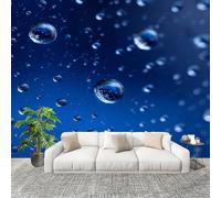 Papel Pintado Mural Foto 350x256cm Cielo Estrellado PatróN De Gotas De Agua Papel pintado tejido no Tejido Murales Moderna Diseno Fotográfico Azul Decoración de Pared Sala de Estar y Dormitorio