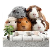 Papel Pintado Mural Foto 350x256cm Lindo Conejillo De Indias Familia Papel pintado tejido no Tejido Murales Moderna Diseno Fotográfico Blanco Decoración de Pared Sala de Estar y Dormitorio