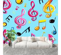 Papel Pintado Mural Foto 350x256cm MúSica Tema SimbóLico Papel pintado tejido no Tejido Murales Moderna Diseno Azul Decoración de Pared Sala de Estar y Dormitorio
