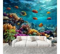 Papel Pintado Mural Foto 350x256cm OcéAno Animales Seres Vivos Papel pintado tejido no Tejido Murales Moderna Diseno Fotográfico Vistoso Decoración de Pared Sala de Estar y Dormitorio