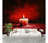Papel Pintado Mural Foto 400x280cm Pintura Al óLeo De Luz Y Sombra De Velas Papel pintado tejido no Tejido Murales Moderna Diseno Fotográfico Rojo Decoración de Pared Sala de Estar y Dormitorio
