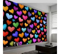 Papel Pintado Mural Fotográfico Cartoon Soñador para Dormitorio Habitación Infantil - Decoración de Pared Colorido Geométrico en Corazón Rayas Fácil de Instalar Poster Mural Elegante 250An x 175Al cm
