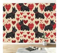 Papel Pintado Mural Fotográfico Retro para Salón Dormitorio Habitación Infantil - Decoración de Pared Dibujos Animados Animales Perro Corazón Fácil de Instalar Poster Mural Elegante 500An x 280Al cm